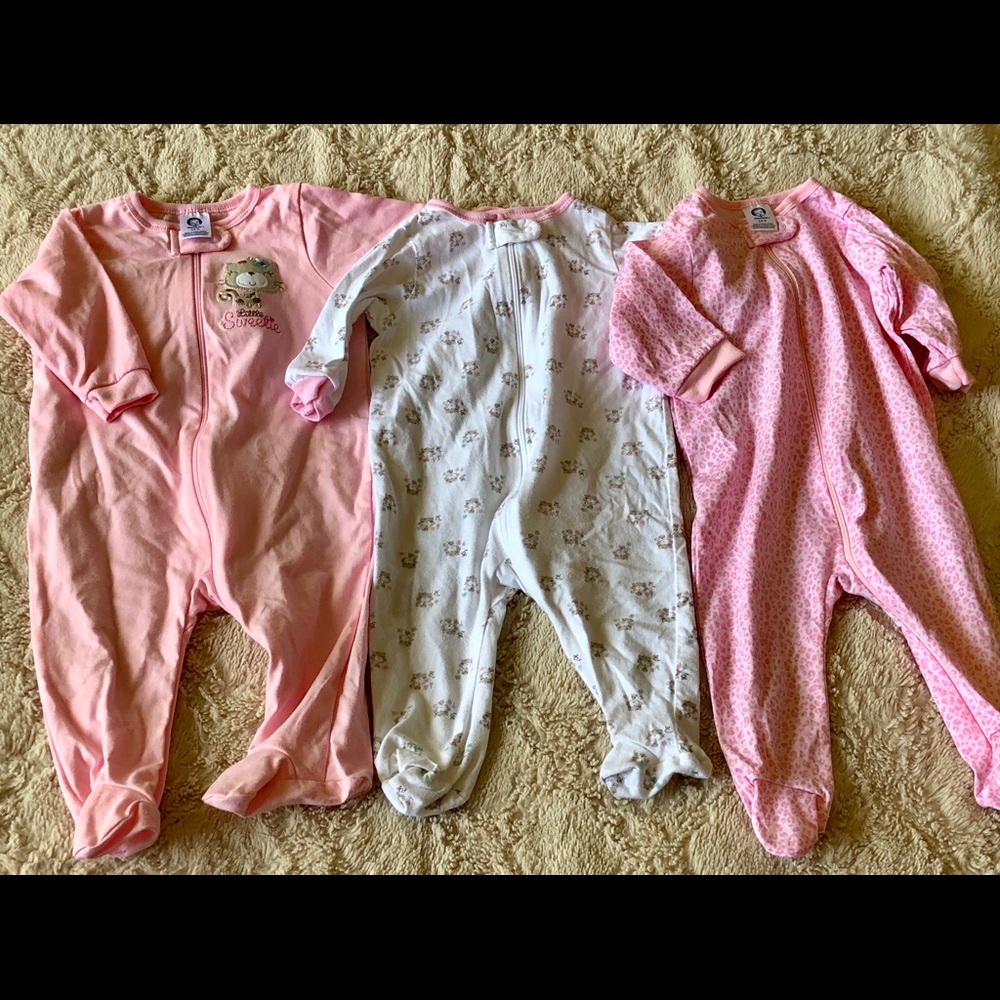 Lot of 3 Gerber baby girl pajamas